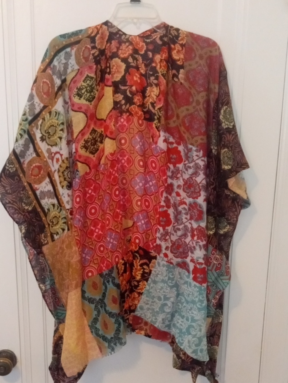 Boho Patchwork Kimono multicolor, short sleeve, XL
